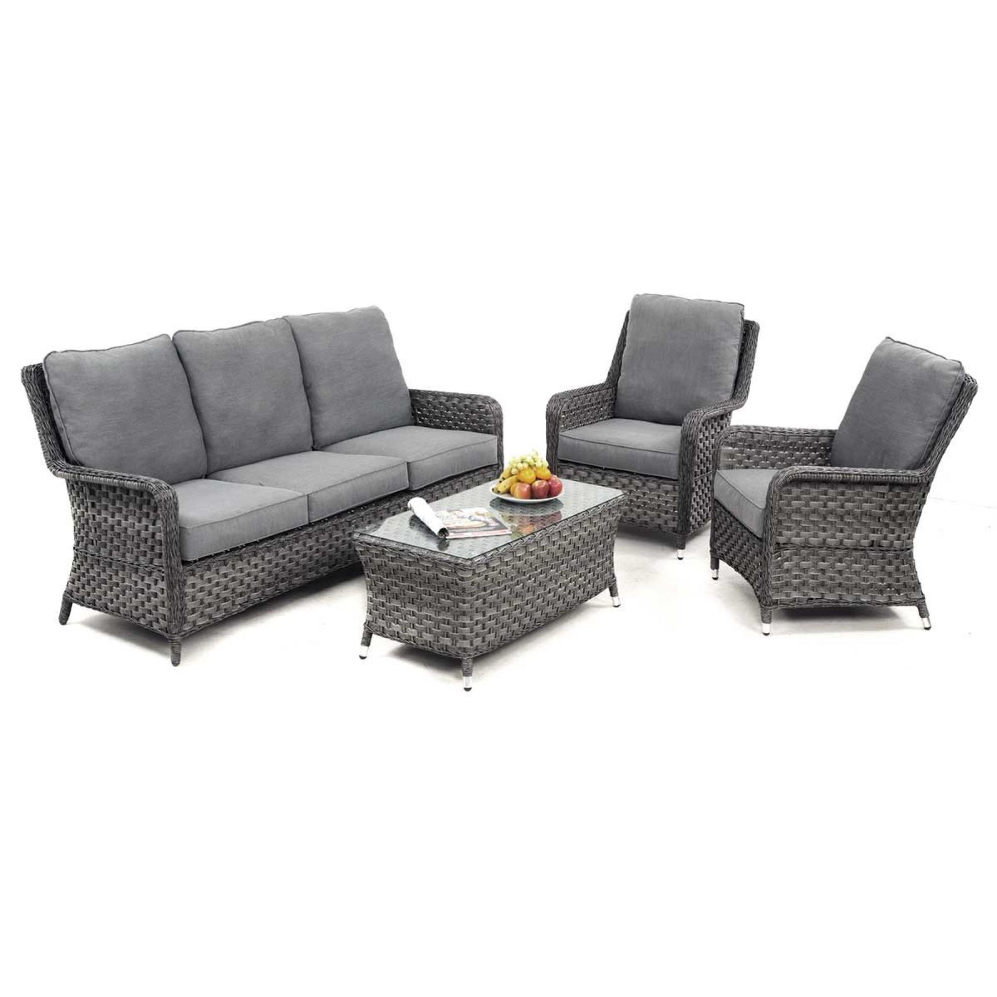Product photograph of Maze Victoria High Back 3 Seat Rattan Sofa Set from Choice Furniture Superstore.